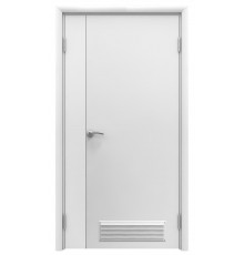Aquadoor дверь двустворчатая гладкая белая пластиковая с вентиляционной решеткой