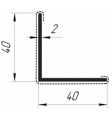 6000x40x40 мм. 90°. Уголок ПВХ внешний угол ламинация