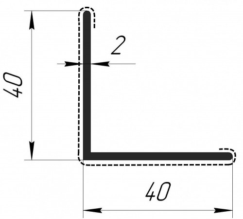 6000x40x40 мм. 90°. Уголок ПВХ внешний угол ламинация