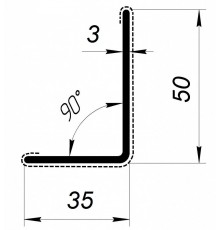 6000x50x35x2мм. 90° Уголок ПВХ внешний угол ламинация