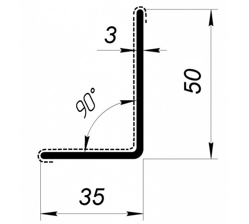 6000x50x35x2мм. 90° Уголок ПВХ внутрений угол ламинация