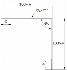 Уголок наружный 100x100x90 гр. (сталь) Уголок наружный 100x100x90 гр. (сталь)