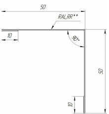 Уголок наружный 50x50x90 гр. (сталь)
