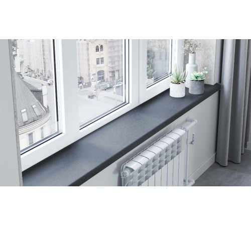 Подоконник Crystallit 600*1000 мм, графит clean toch