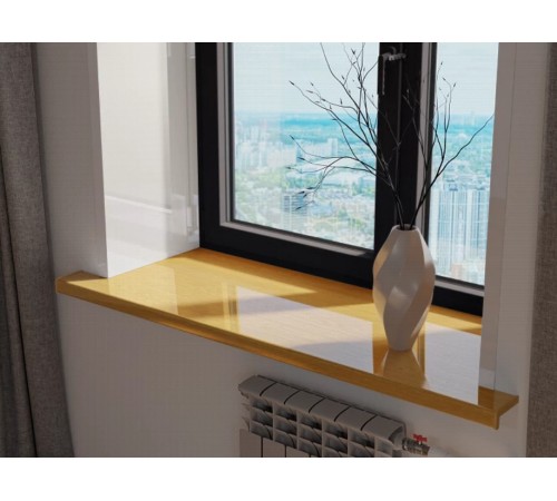 Подоконник Crystallit 100*1000 мм, дуб натуральный глянцевый.