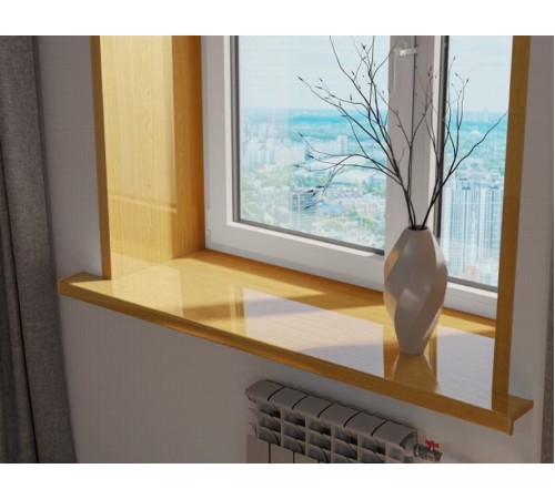 Подоконник Crystallit 100*1000 мм, дуб натуральный глянцевый.