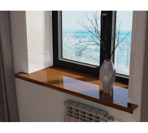 Подоконник Crystallit 250 мм, орех глянцевый.