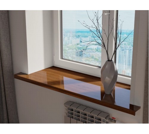 Подоконник Crystallit 100*1250 мм, орех глянцевый.