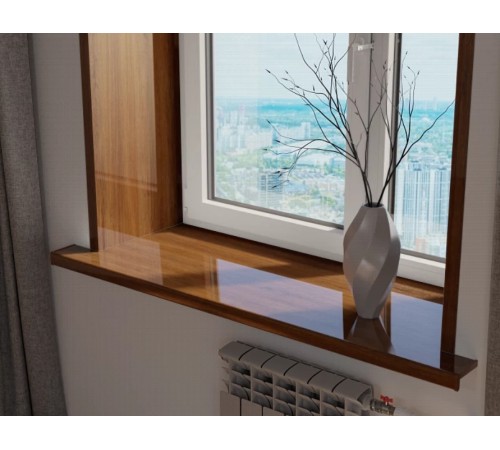 Подоконник Crystallit 250 мм, орех глянцевый.