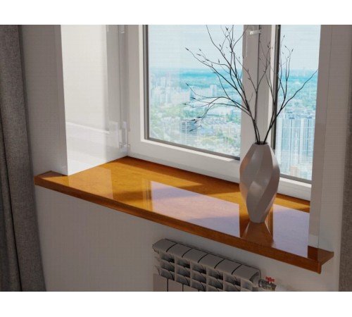 Подоконник Crystallit 200*2000 мм, дуб золотой глянцевый.