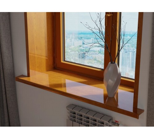 Подоконник Crystallit 100*1000 мм, дуб золотой глянцевый.