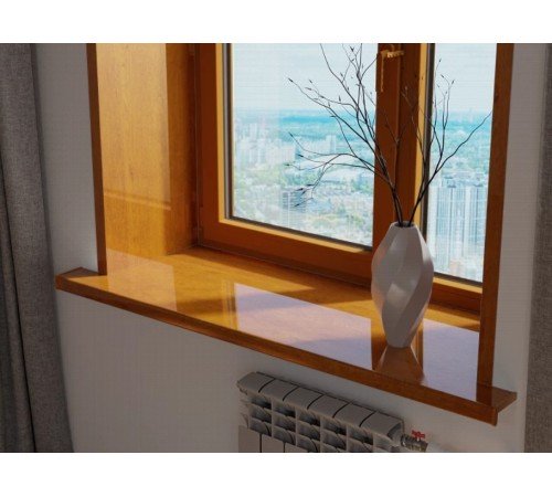 Подоконник Crystallit 200*2000 мм, дуб золотой глянцевый.