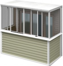 Алюминиевый балкон П-образный. Раздвижная четырехстворчатая рама 3100 x 1500, глухие 750 x 1500-2 шт.
