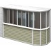 "Элегантный алюминиевый закругленный балкон с раздвижной четырехстворчатой рамой 3200 x 1500 и глухими панелями 450 x 1500 -2 шт., а также распашной дверью 450 x 1500 -1 шт."