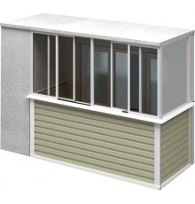 Алюминиевый балкон Г-образный. Раздвижная четырехстворчатая рама 3100 x 1500, глухая 750x 1500