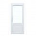 Алюминиевая дверь с оцинкованным листом и стеклопакетом 24 мм, белого цвета, с ручкой-скобой, размером 800*2100 мм.