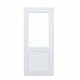 Алюминиевая дверь с верхним стеклопакетом и нижним сендвичем, цвет белый - нажимной гарнитур