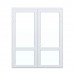 Дверь 1800*2100 алюминиевая двухстворчатая с верхним и нижним стеклопакетом 32 мм, белого цвета с нажимным гарнитуром