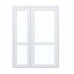 Алюминиевая полуторастворчатая дверь 1350*2100 с верхним и нижним стеклопакетом 24 мм, белого цвета с ручкой-скобой