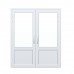 Дверь 1800*2100 алюминиевая двухстворчатая с оцинкованным листом и стеклопакетом, цвет белый