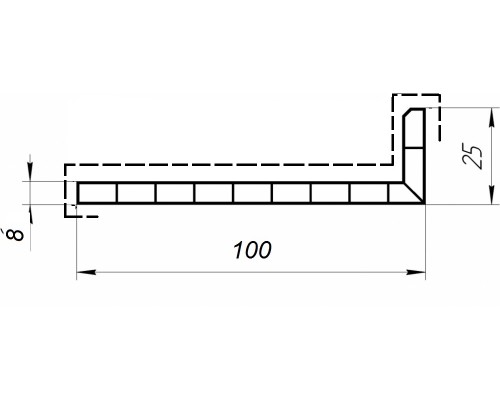 Кашированный уголок 100х25 (90 градусов) внутренний угол