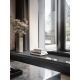 Подоконник из литьевого мрамора K210 200x1800 мм в чёрном цвете с серебристыми вкраплениями