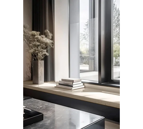 Подоконник из литьевого мрамора K312 200x2000 мм в светлом кремовом оттенке