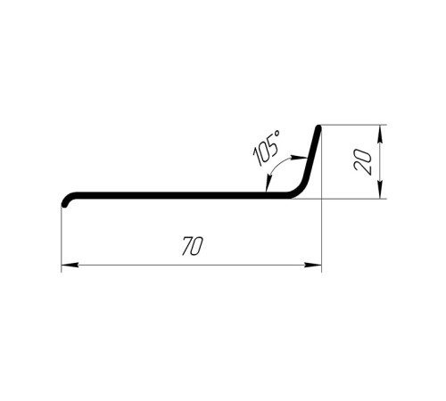 Пластиковый уголок 70*20 мм. 105 град.