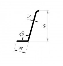 1000*50*18*2мм. 105° Уголок ПВХ