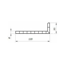 1250*120*35*8мм. 90° Уголок ПВХ