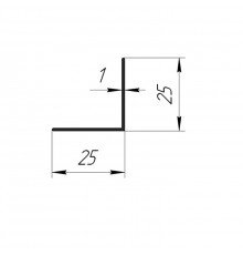 1000*25*25*1мм. 90° Уголок ПВХ