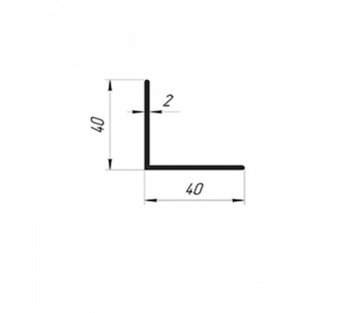 1000*40*40*2мм.  90° Уголок ПВХ