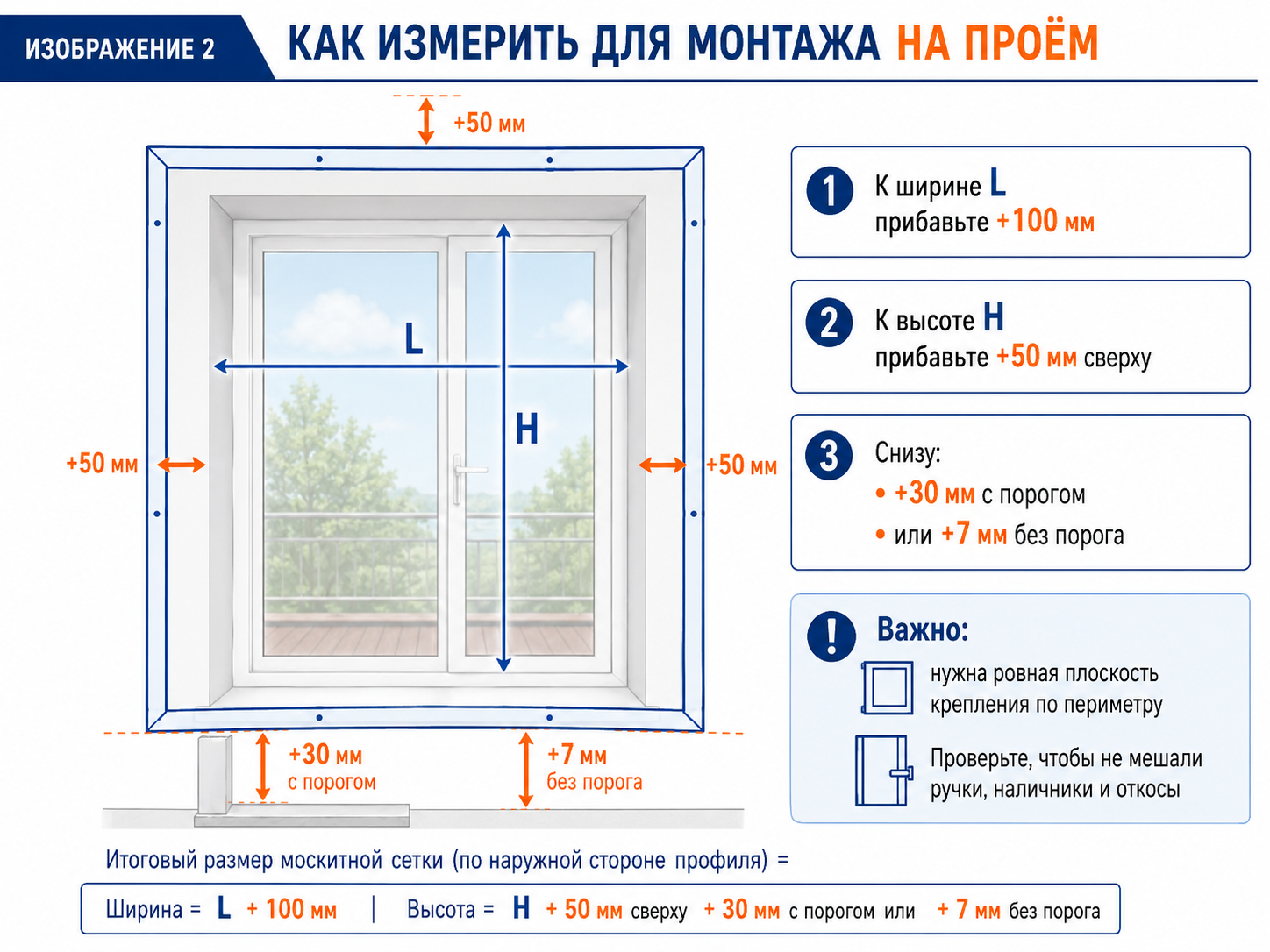 Схема замера москитной сетки плиссе на проём
