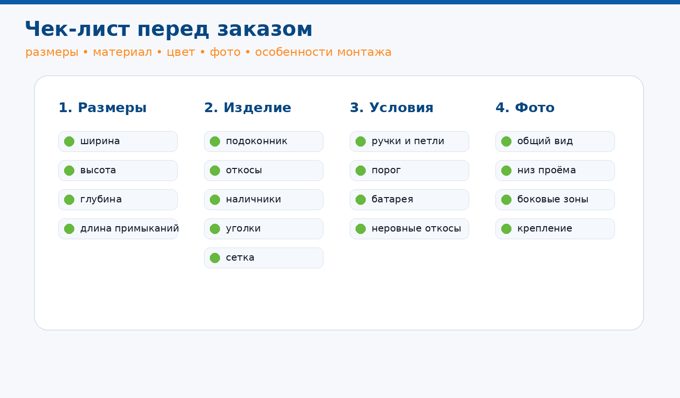 Чек-лист перед заказом элементов оконного проёма