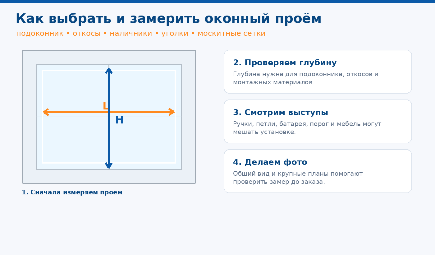 Как выбрать и замерить элементы оконного проёма